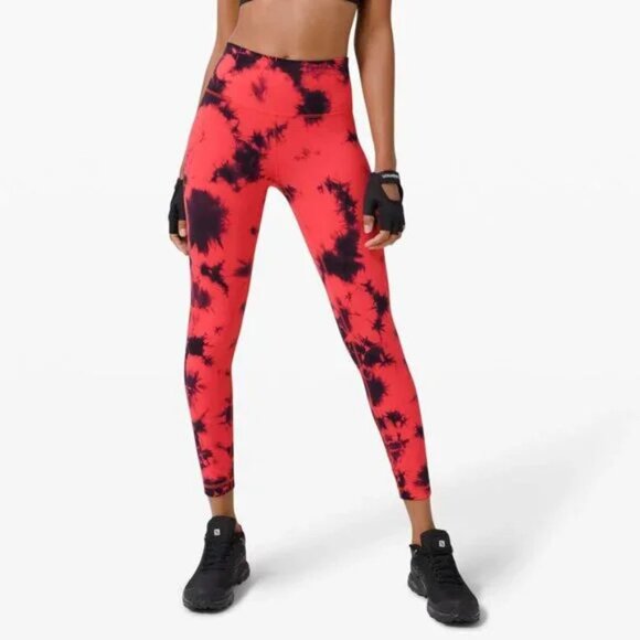 Lululemon Wunder Train High-Rise Tight 25" | Carnation Red/Black Tie Dye I Sz 2 - Picture 1 of 6